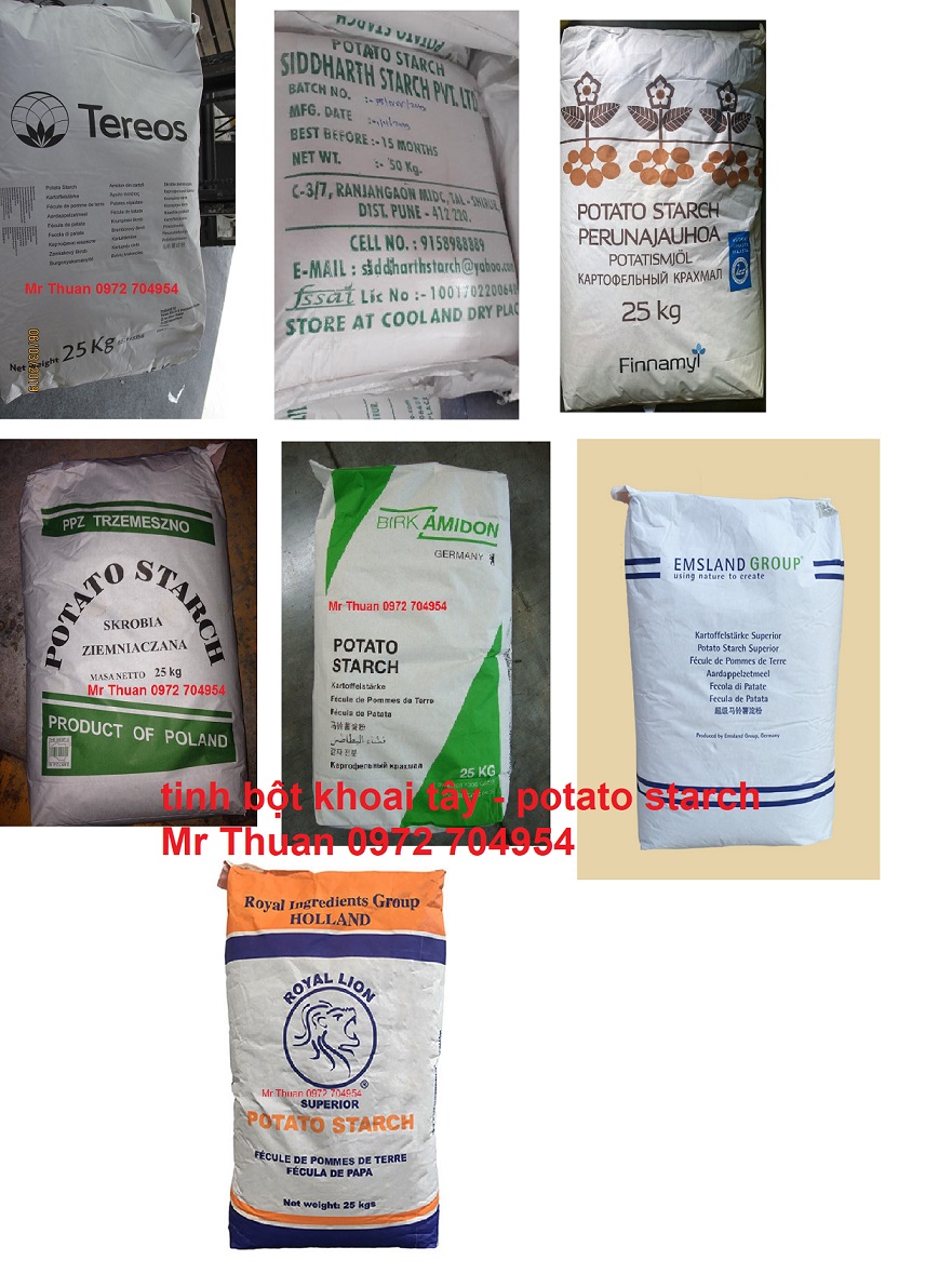 nguyên liệu Tinh Bột Đậu Hà Lan, tinh bột bắp, tinh bột khoai tây, tinh bột lúa